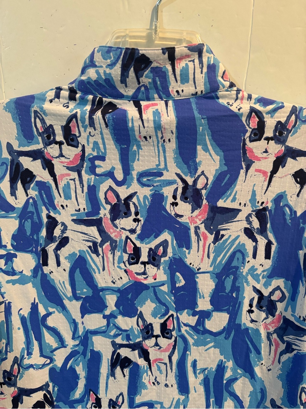 IBKUL Blue & White Dog Print Quarter Zip-Front Pullover M - Picture 9 of 13